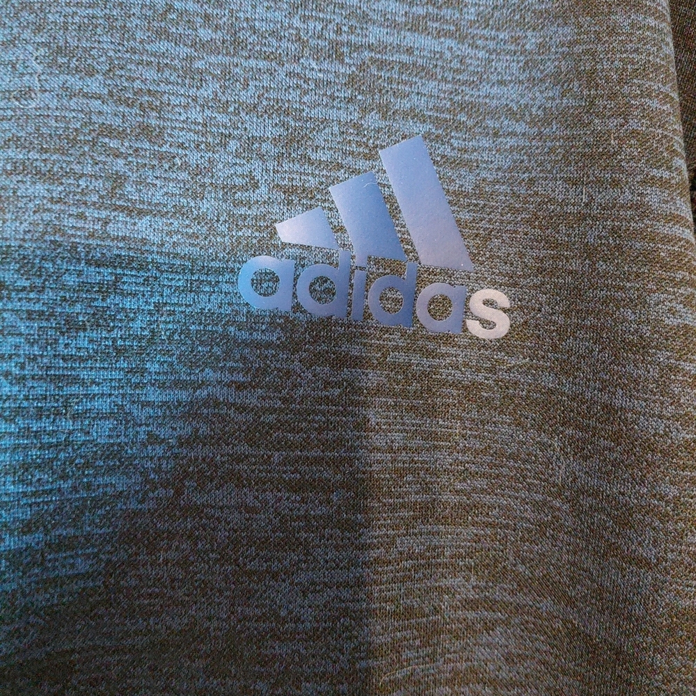Adidas pullover hoodie Climawarm Kangaroo pockets Sz L Blue mix